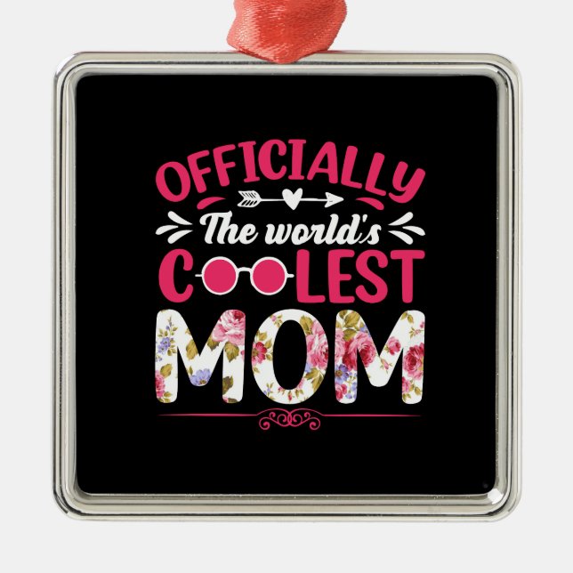 Ornement Carré Argenté Maman la plus froide au monde (Devant)