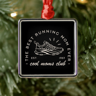 Ornement Carré Argenté Maman run club courir marathonien esthétique noir