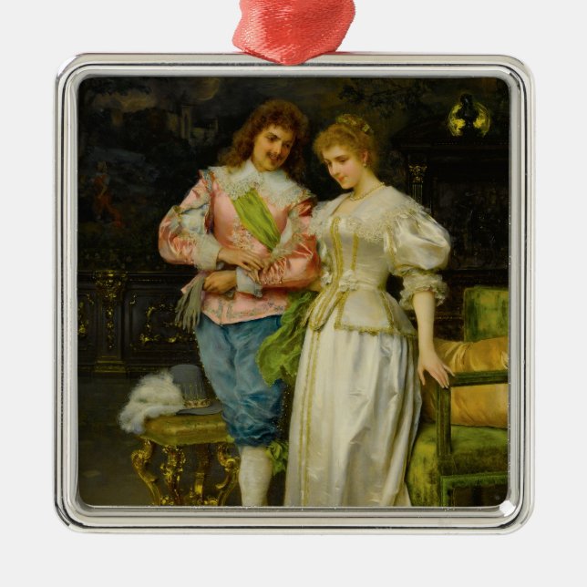 Ornement Carré Argenté Mari marié et épouse (Mariage et mariage) (Devant)