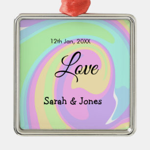 Ornement Carré Argenté Mariage fiançailles couple coloré bohpattern