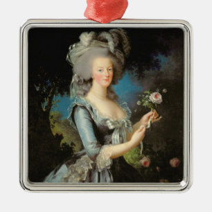 Ornement Carré Argenté Marie Antoinette avec un rose, 1783