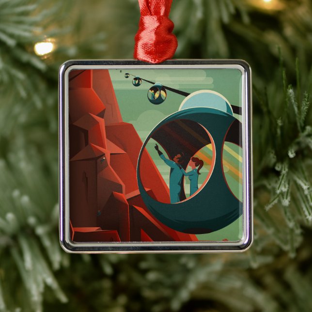 Ornement Carré Argenté Mars Olympus Mons Système solaire Volcano le plus  (Arbre)