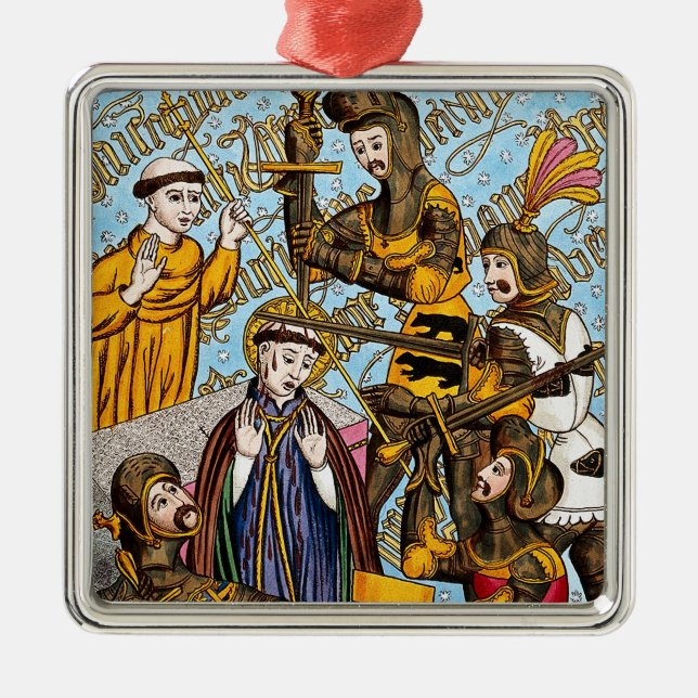 Ornement Carré Argenté Martyre de saint Thomas Becket (M 031) (Devant)