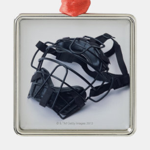 Ornement Carré Argenté Masque de receveur