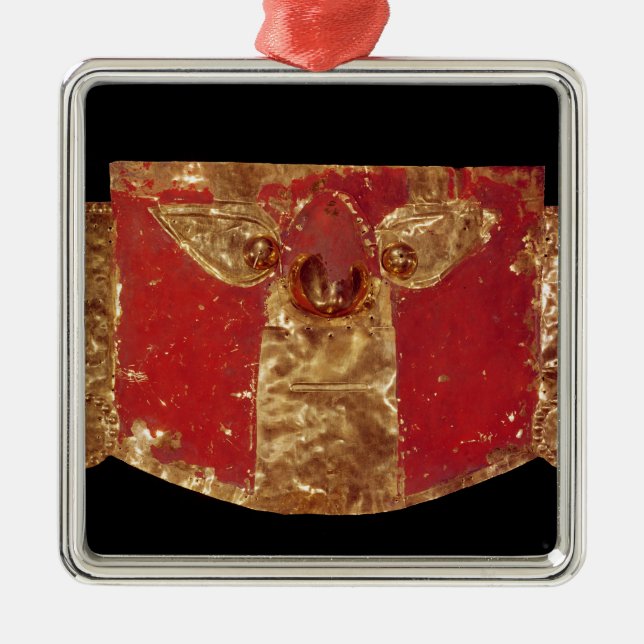 Ornement Carré Argenté Masque d'Inca (Devant)