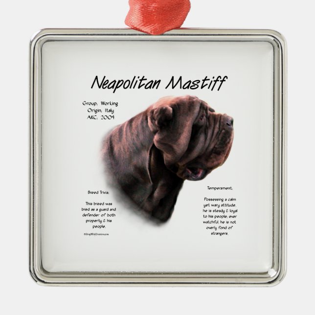 Ornement Carré Argenté Mastiff napolitain (acajou) (Devant)