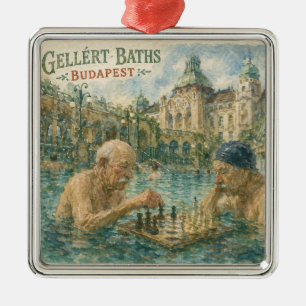 Ornement Carré Argenté Match d'échecs Bains Gellert Budapest Hongrie