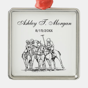 Ornement Carré Argenté Match Polo Stylisé vintage Dessin #1 Noir