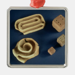 Ornement Carré Argenté Matrices de grès et jeu de labyrinthe de terre