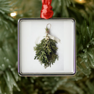 ORNEMENT CARRÉ ARGENTÉ **MEET ME UNDER MISTLETOE**  CHRISTMAS ORNAMENT