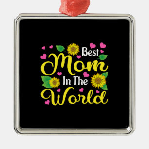 Ornement Carré Argenté Meilleure Maman Au Monde