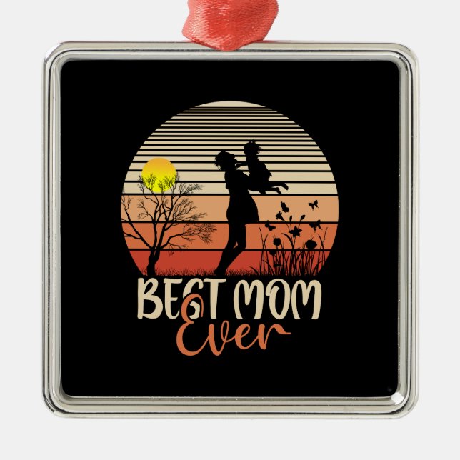 Ornement Carré Argenté Meilleure maman jamais (Devant)