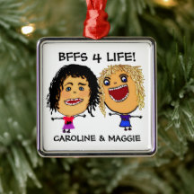 Meilleures amies de dessin animé blondes et brunes