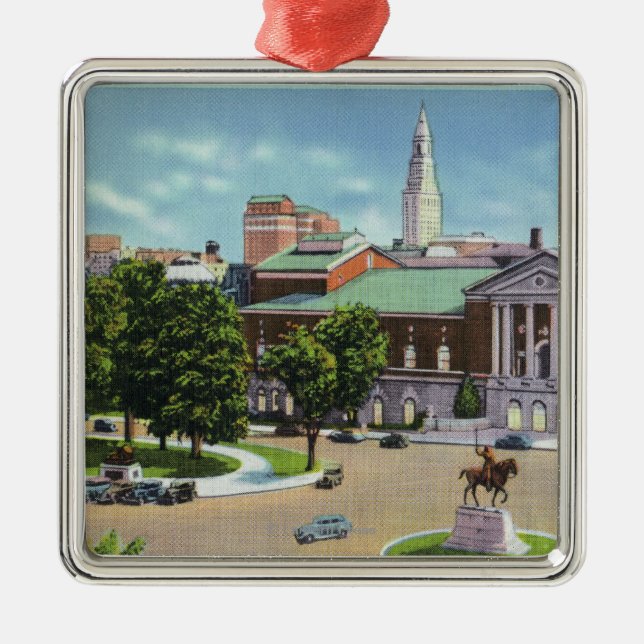 Ornement Carré Argenté Mémorial de Bushnell, statue de Lafayette (Devant)