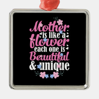 Ornement Carré Argenté Mère Belle Et Unique