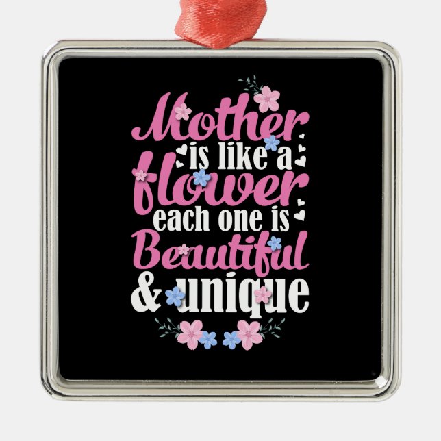 Ornement Carré Argenté Mère Belle Et Unique (Devant)