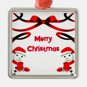 ORNEMENT CARRÉ ARGENTÉ **MERRY NOËL" ORNAMENT