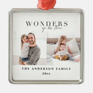 Ornement Carré Argenté Merveilles de son amour Noël religieux