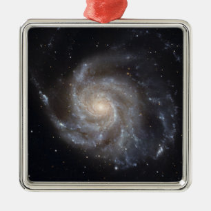 Ornement Carré Argenté Messier 101, la galaxie Pinwheel