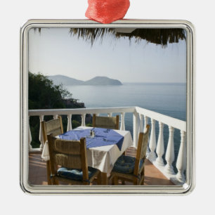 Ornement Carré Argenté Mexico, Guerrero, Zihuatanejo. Table de café sur