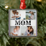 Ornement Carré Argenté Mignonne JE T'AIME MOM Fête des Mères Photo<br><div class="desc">Mignonne I Love You Mother's Day Photo Christmas Ornament présente quatre de vos photos préférées avec le texte "I love you Mom" dans la typographie noire moderne. Conçu par ©Evco Studio www.zazzle.com/store/evcostudio</div>