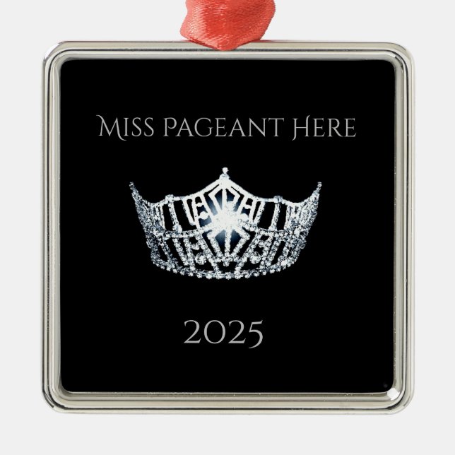 Ornement Carré Argenté Miss America style Crown Christmas Ornament (Devant)