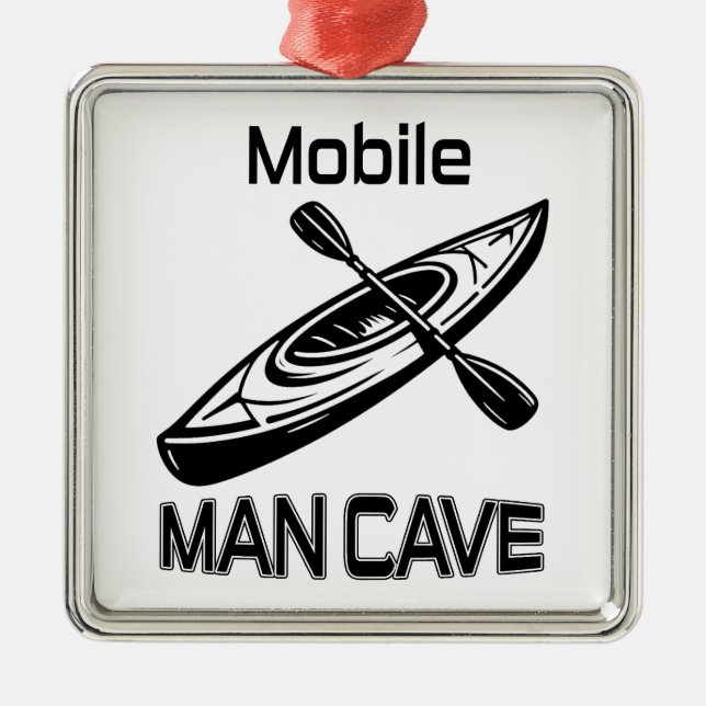 Ornement Carré Argenté Mobile Man Cave Kayak (Devant)