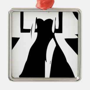 Ornement Carré Argenté Modèle de piste dans la robe à la mode