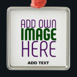 ORNEMENT CARRÉ ARGENTÉ MODÈLE DE TEXTE D'IMAGE BLANCHE SIMPLE MODERNE<br><div class="desc">IL S'AGIT D'UNE CONCEPTION ADAPTÉE AUX CLIENTS.VOUS POUVEZ CHANGER,  REdimensionner OU AJOUTER LOGO,  PHOTO,  TEXTE ET COULEURS COMME VOUS VOULEZ.MERCI.</div>