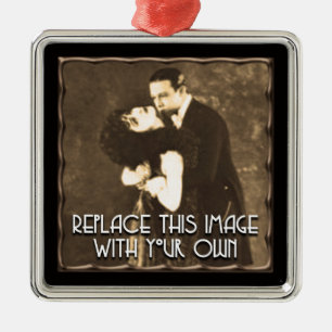 Ornement Carré Argenté Modèle de trame cuivre