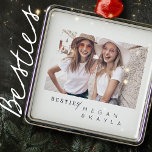 Ornement Carré Argenté Modern Minimalist Best Friends BFF Photo<br><div class="desc">Design is composed of fun and playful typography with sans serif and serif font. Add a custom photo.</div>