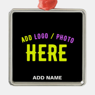 ORNEMENT CARRÉ ARGENTÉ MODERNE ET MODERNE PERSONNALISABLE NOIR VÉRIFIÉ