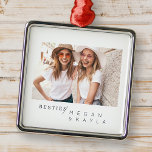 Ornement Carré Argenté Moderne minimaliste Best Friends BFF Photo<br><div class="desc">Design is composed of fun and playful typographiy with sans serif and serif font. Add a custom photo.</div>