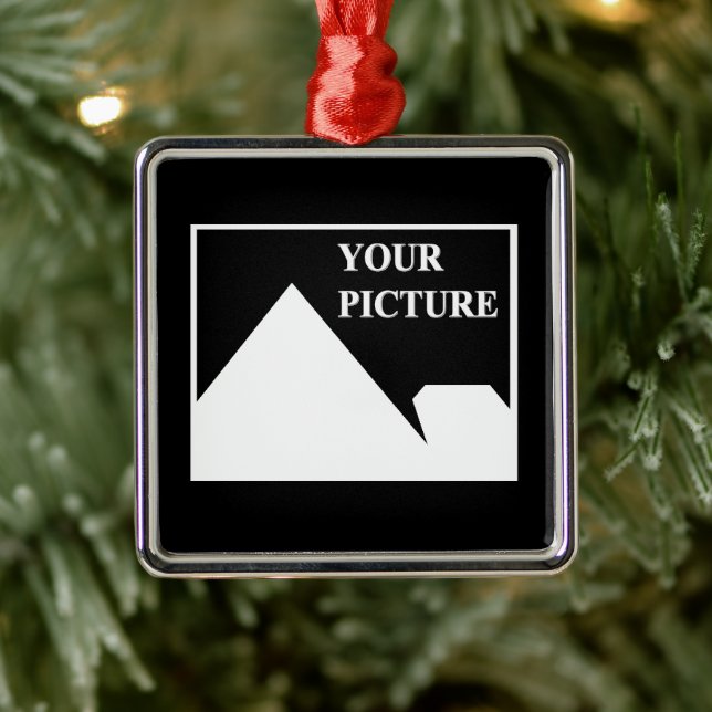 Ornement Carré Argenté Moderne simple Créez votre propre image Mariage (Arbre)