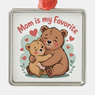 Ornement Carré Argenté Mom Is My Favorite