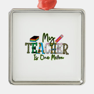 Ornement Carré Argenté Mon professeur est un Melon