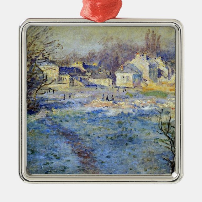 Ornement Carré Argenté Monet - Gelée blanche oeuvre d'art (Devant)