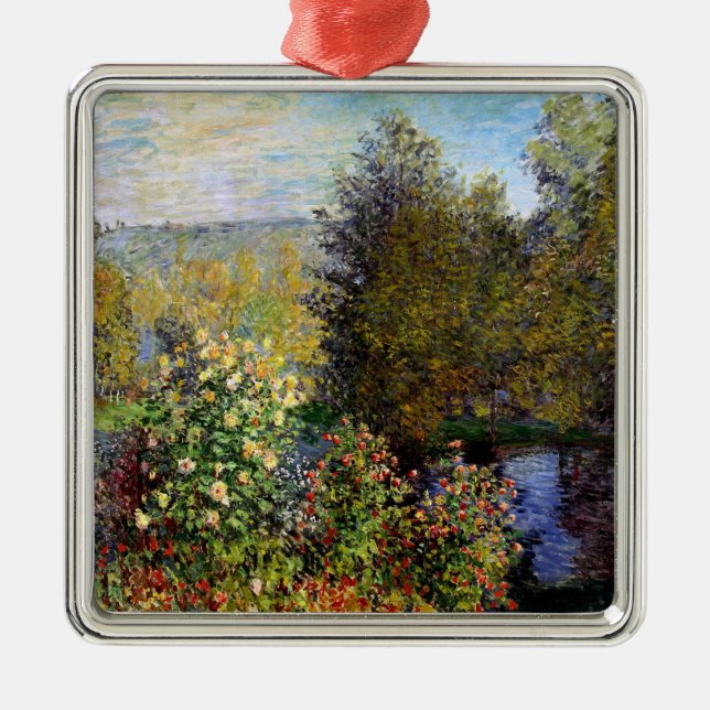 Ornement Carré Argenté Monet - Un coin du jardin à Montgeron (Devant)