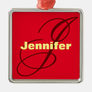 Ornement Carré Argenté Monogram Own Name Initial Modern Plain Minimalist