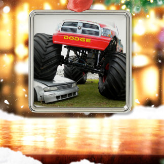 Ornement Carré Argenté Monster Truck Smashcar