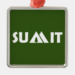 Ornement Carré Argenté Montagnes du Sommet