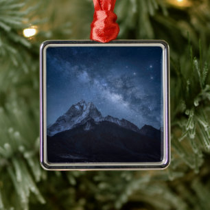 Ornement Carré Argenté Montagnes   Thamserku Mountain, Népal