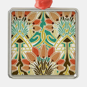 Ornement Carré Argenté Motif Art Nouveau #11