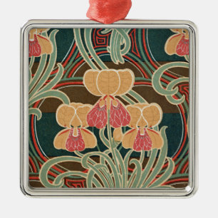 Ornement Carré Argenté Motif Art Nouveau #4 à Emporio Moffa