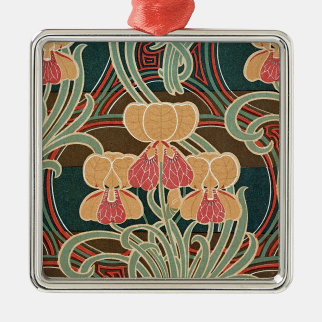 Ornement Carré Argenté Motif Art Nouveau #4 à Emporio Moffa (Devant)