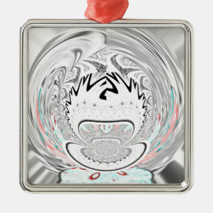 Ornement Carré Argenté Motif de flore urbaine moderne