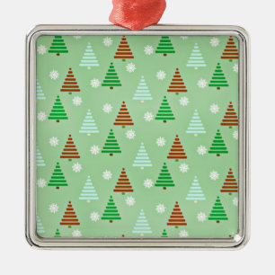 Ornement Carré Argenté Motif décoratif de Noël