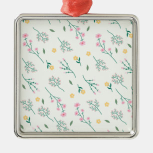 Ornement Carré Argenté Motif floral botanique victorien sombre et maussad