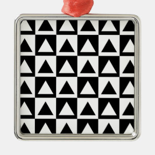 Ornement Carré Argenté Motif géométrique triangle noir et blanc