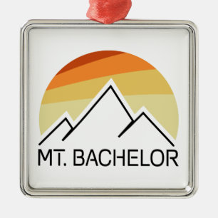 Ornement Carré Argenté Mt. Bachelor Oregon Retro